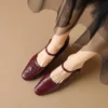 Timeless Sustainable Sheepskin Womens Block Heel Mary Jane Shoes