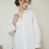 Minimalist Ladder Stitch Cotton Womens Loose Long Sleeve Shirt
