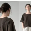 Minimalist Washed Cotton Womens Loose Short Sleeve Crew Neck T Shirt