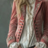 Timeless Pink Embroidered Velvet Womens Midi Coat