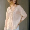 Minimalist Sheer Ramie Lyocell Embroidered Long Sleeve Shirt