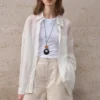 Minimalist Breathable Sheer Ramie Loose Long Sleeve Shirt
