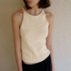 Minimalist Cotton Linen Ribbed Knit Womens Slim Fit Halter Vest