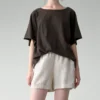 Minimalist Washed Cotton Womens Loose Short Sleeve Crew Neck T Shirt