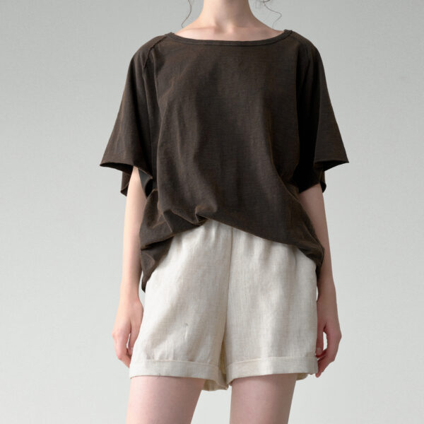 Minimalist Washed Cotton Womens Loose Short Sleeve Crew Neck T Shirt