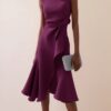 Timeless Ruched Stretch Polyester Womens Sleeveless Midi Dress