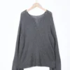 Boho Cutout Breathable Linen Lyocell Blend Womens Loose Knit Top