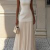 Timeless Pleated Womens Sleeveless Top And Maxi Skirt Co Ord Set