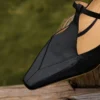 Timeless Genuine Leather Womens Pointed Toe Kitten Heel Mary Janes