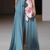 Timeless Floral Print Womens Halter Maxi Evening Dress