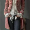 Timeless Pink Embroidered Velvet Womens Midi Coat