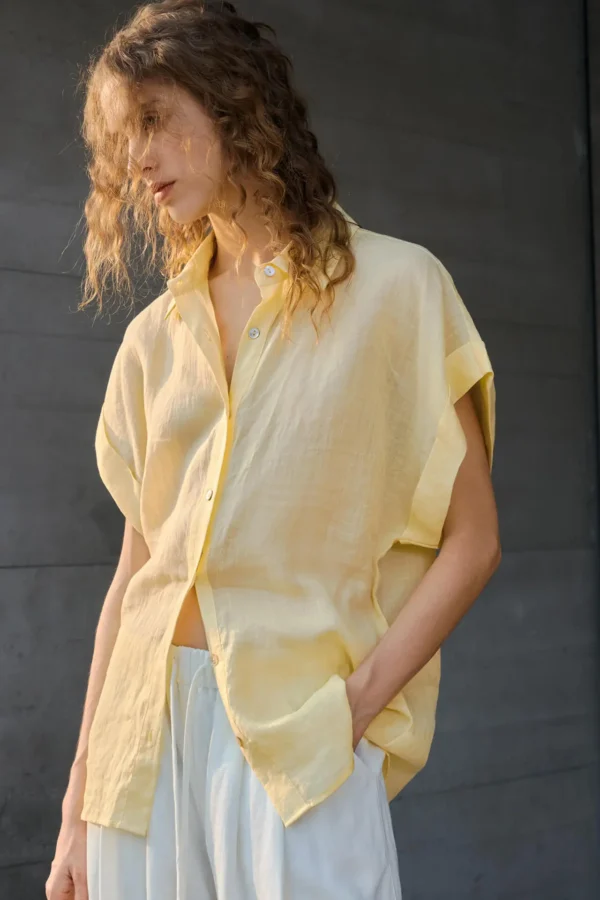 Minimalist Commuter Breathable Sheer Ramie Short Sleeve Shirt