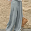 Minimalist Breathable Linen Lyocell Womens Wide Leg Trousers