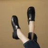 Timeless Woven Toe Genuine Leather Womens Mary Jane Flats