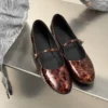 Timeless Patent Leather Womens Buckled Low Heel Mary Jane Shoes