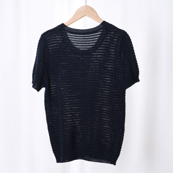 Minimalist Breathable Linen Lyocell Womens Cutout Short Sleeve Top