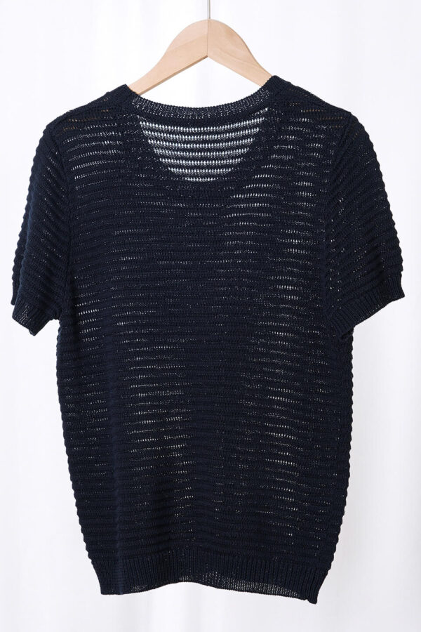 Minimalist Breathable Linen Lyocell Womens Cutout Short Sleeve Top