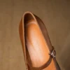 Timeless Washed Leather Womens Square Toe Block Heel Mary Janes