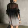 Streetwear Fringed Ombre Sheer Polyester Womens Mini Dress