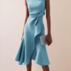 Timeless Ruched Stretch Polyester Womens Sleeveless Midi Dress