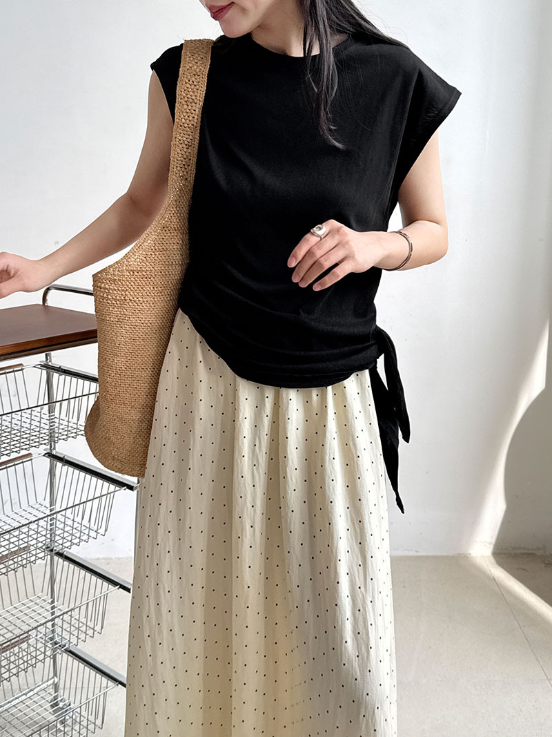 Minimalist Breathable Cotton Blend Womens Asymmetric Hem Cap Sleeve T Shirt