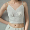 Minimalist Sustainable Breathable Linen Womens Cropped V Neck Cami Top