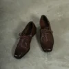 Timeless Washed Cowhide Womens Square Toe Block Heel Oxford Shoes