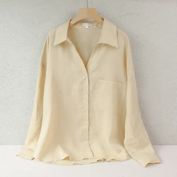 Minimalist Breathable Pure Linen Oversized Long Sleeve Shirt