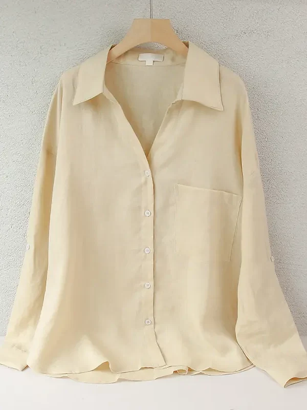 Minimalist Breathable Pure Linen Oversized Long Sleeve Shirt