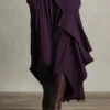 Timeless Stretchy Polyester Womens Turtleneck Irregular Hem Maxi Dress
