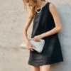 Minimalist Scalloped Edge Linen Blend Womens Sleeveless Midi Dress