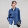 Minimalist Breathable Linen Lyocell Womens Long Sleeve Shirt