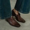 Timeless Washed Cowhide Womens Square Toe Block Heel Oxford Shoes