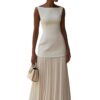 Timeless Pleated Womens Sleeveless Top And Maxi Skirt Co Ord Set