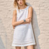 Minimalist Scalloped Edge Linen Blend Womens Sleeveless Midi Dress