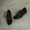 Timeless Washed Cowhide Womens Square Toe Block Heel Oxford Shoes