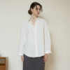 Minimalist Ladder Stitch Cotton Womens Loose Long Sleeve Shirt