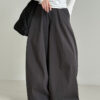 Minimalist Breathable Spliced Cotton Womens Mid Rise Straight Casual Pants