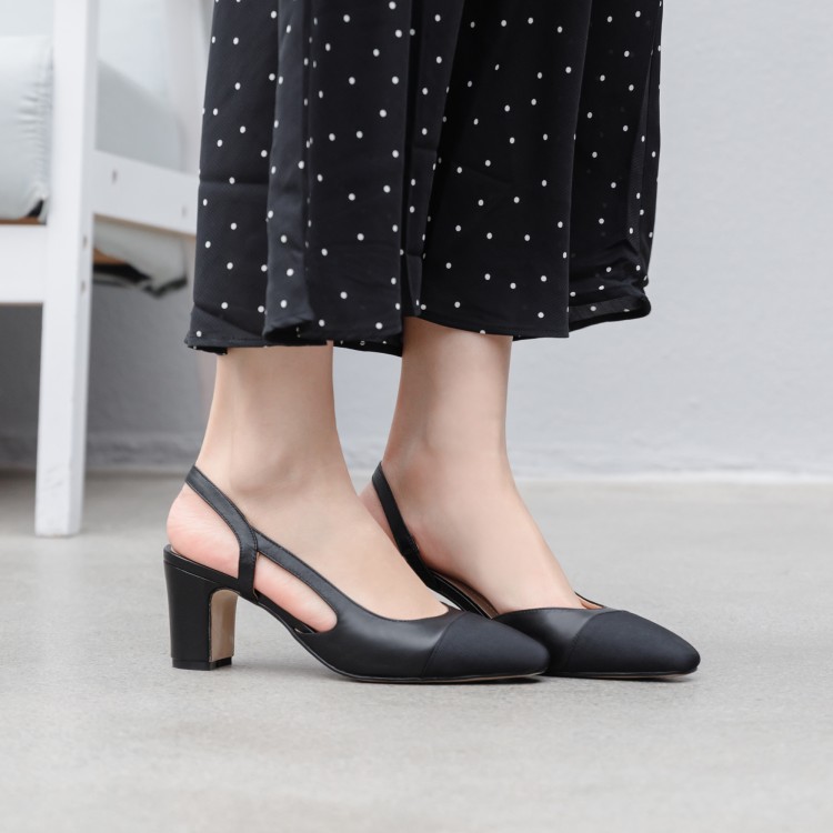 Timeless Colour Block Cowhide Womens Closed Toe Slingback Sandals