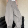 Minimalist Breathable Spliced Cotton Womens Mid Rise Straight Casual Pants