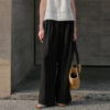 Minimalist Breathable Linen Lyocell Womens Wide Leg Trousers