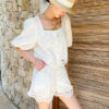 French Riviera Scalloped Broderie Anglaise Womens Shorts Set