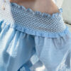 French Riviera Smocked Scalloped Lace Lyocell Womens Bardot Blouse