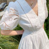 French Riviera Broderie Anglaise Scalloped Cotton Womens Mini Dress