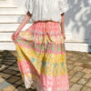 French Riviera Crinkled Floral Scalloped Lace Womens Cotton Maxi Skirt