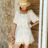 French Riviera Scalloped Broderie Anglaise Womens Shorts Set