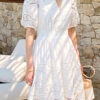 French Riviera Broderie Anglaise Scalloped Cotton Womens Mini Dress