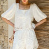 French Riviera Scalloped Broderie Anglaise Womens Shorts Set