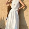 French Riviera Broderie Anglaise Airy Cotton Womens Midi Two Piece