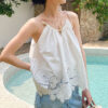 French Riviera Scalloped Broderie Anglaise Cotton Womens Cami Top